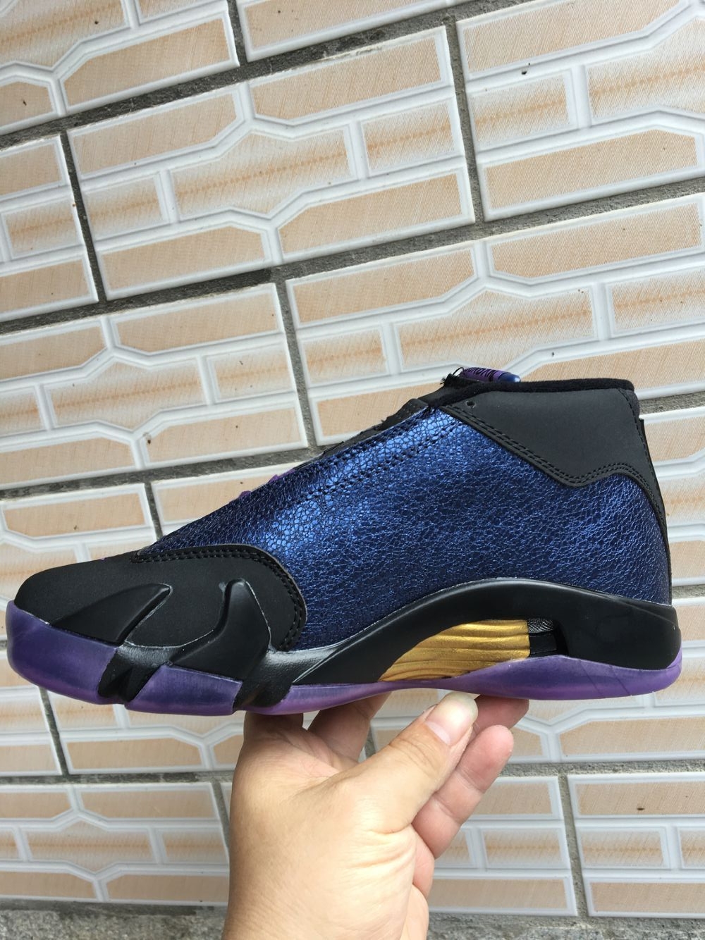 New Jordan 14 Retro Black Purple Gold